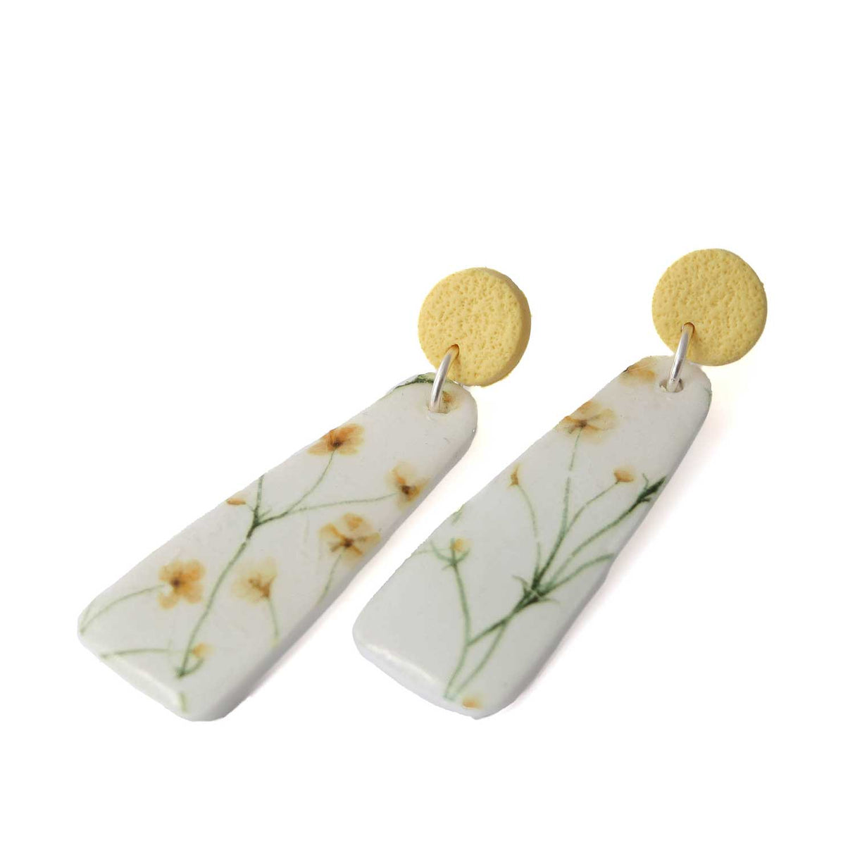 Geometric Drop Earrings for Women in Yellow Print | Limited Edition