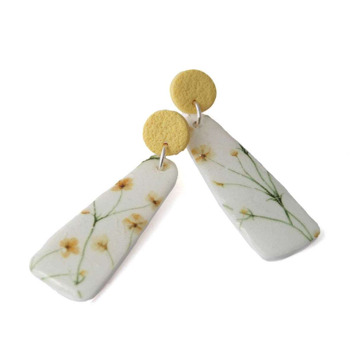 Geometric Drop Earrings for Women in Yellow Print | Limited Edition