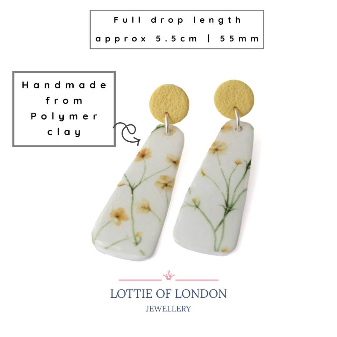 Geometric Drop Earrings for Women in Yellow Print | Limited Edition