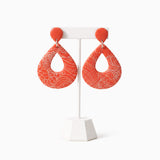 orange statement drop earrings on earrings stand - handmade jewellery at lottie of london 