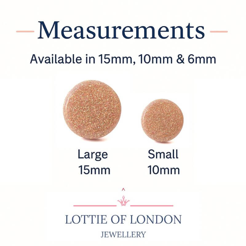 pink glitter stud earring sizes - handmade at lottie of london jewellery