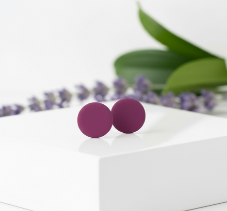 purple stud earrings - handmade at lottie of london jewellery