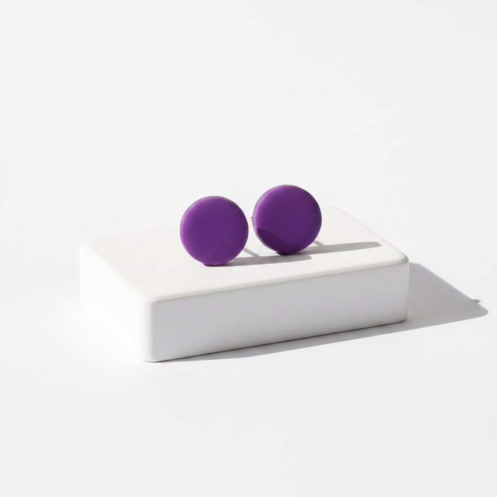 Purple Round Stud Earrings for Women