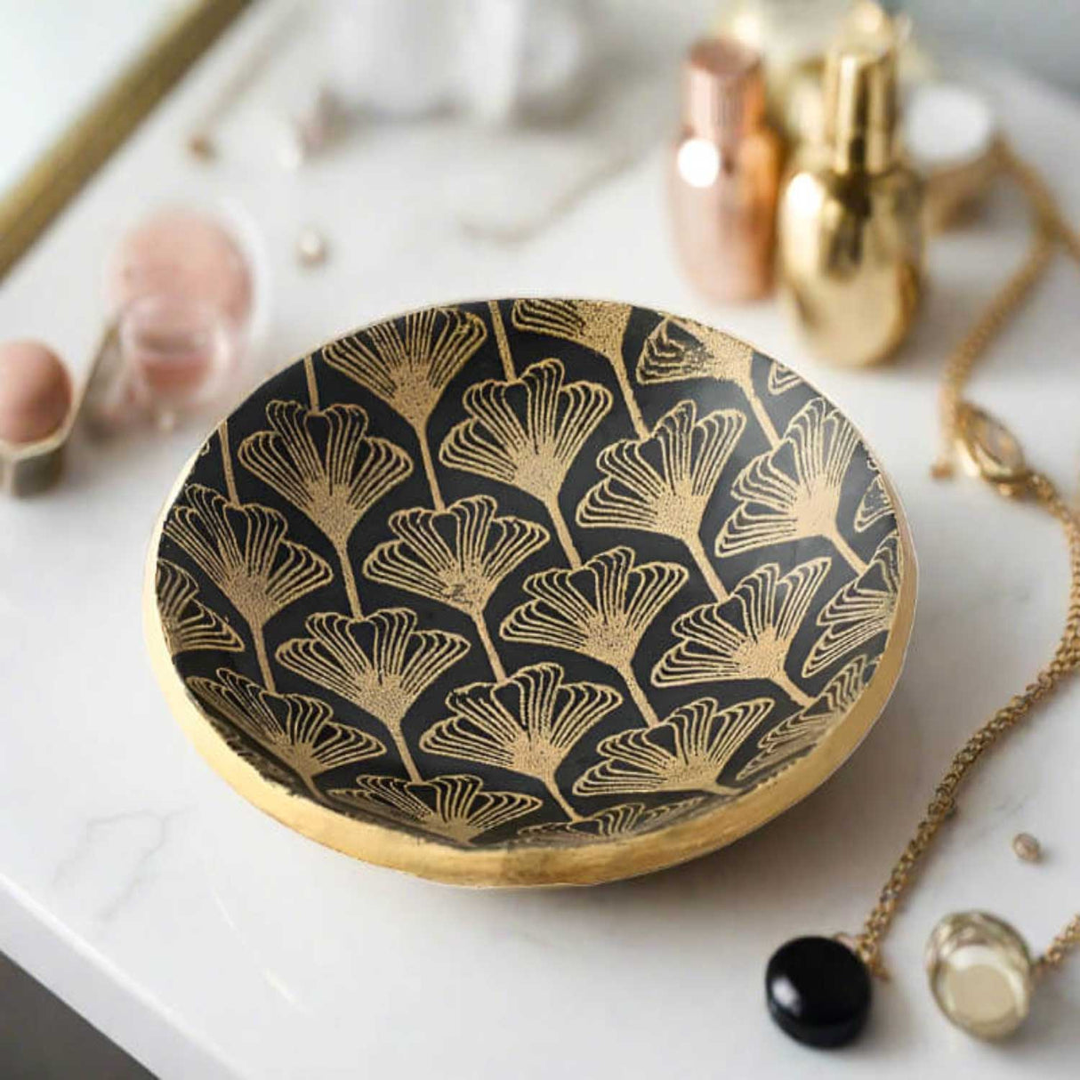 Black Art Deco Trinket Dish or Ring Holder