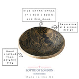 Small Trinket Dish or Ring Holder in Black & Gold | Wave Design