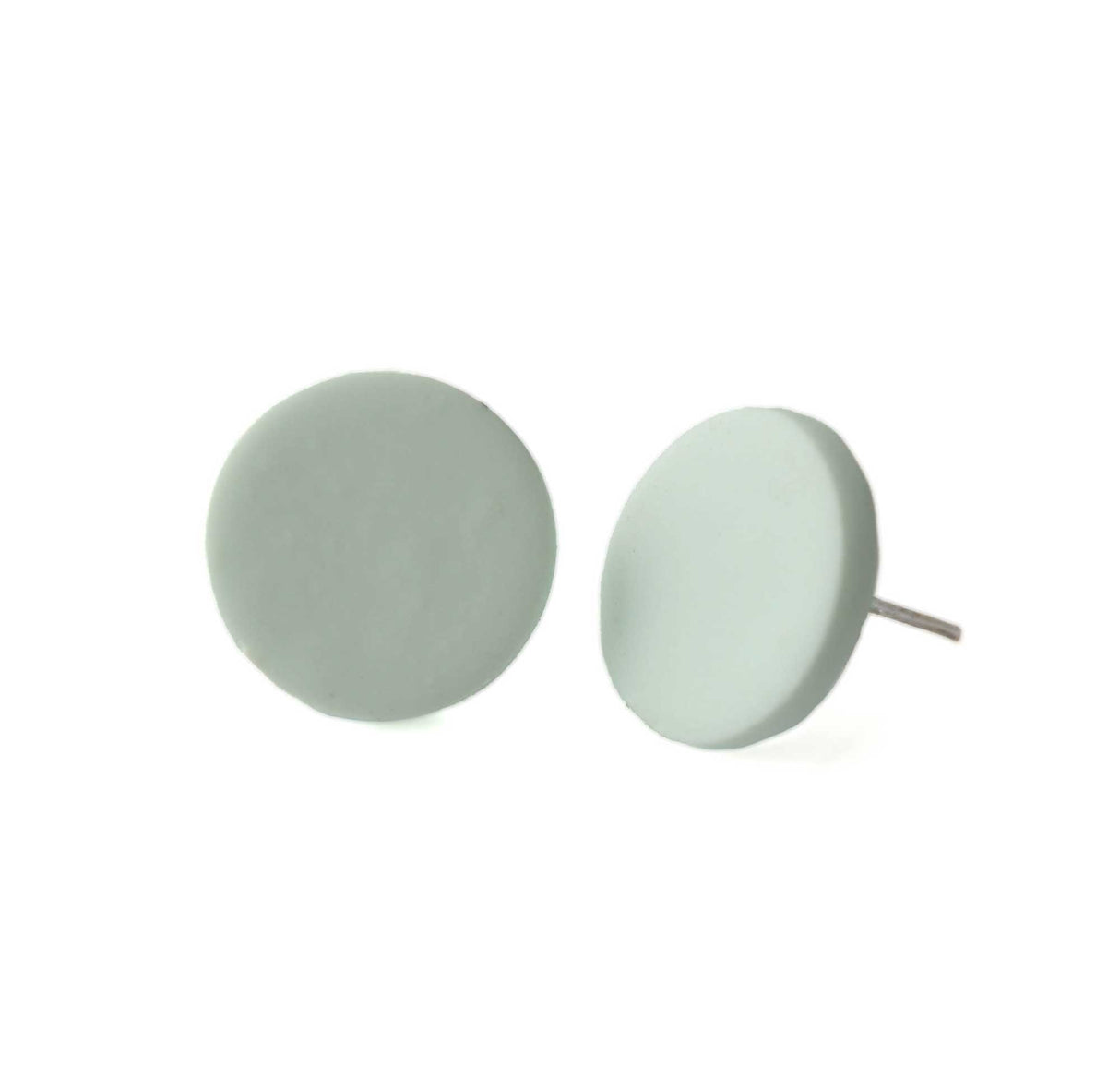Round Stud Earrings for Women in Mint Green | Minimalist Clay Jewellery