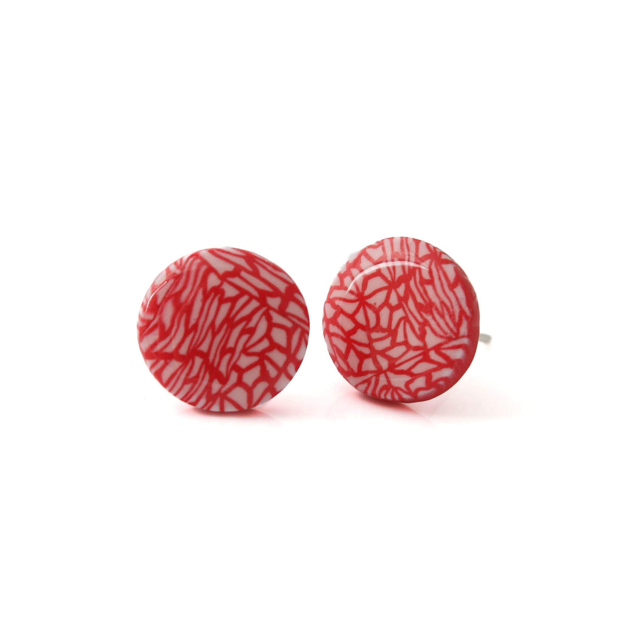 Red & White Stud Earrings for Women | Minimalist Studs