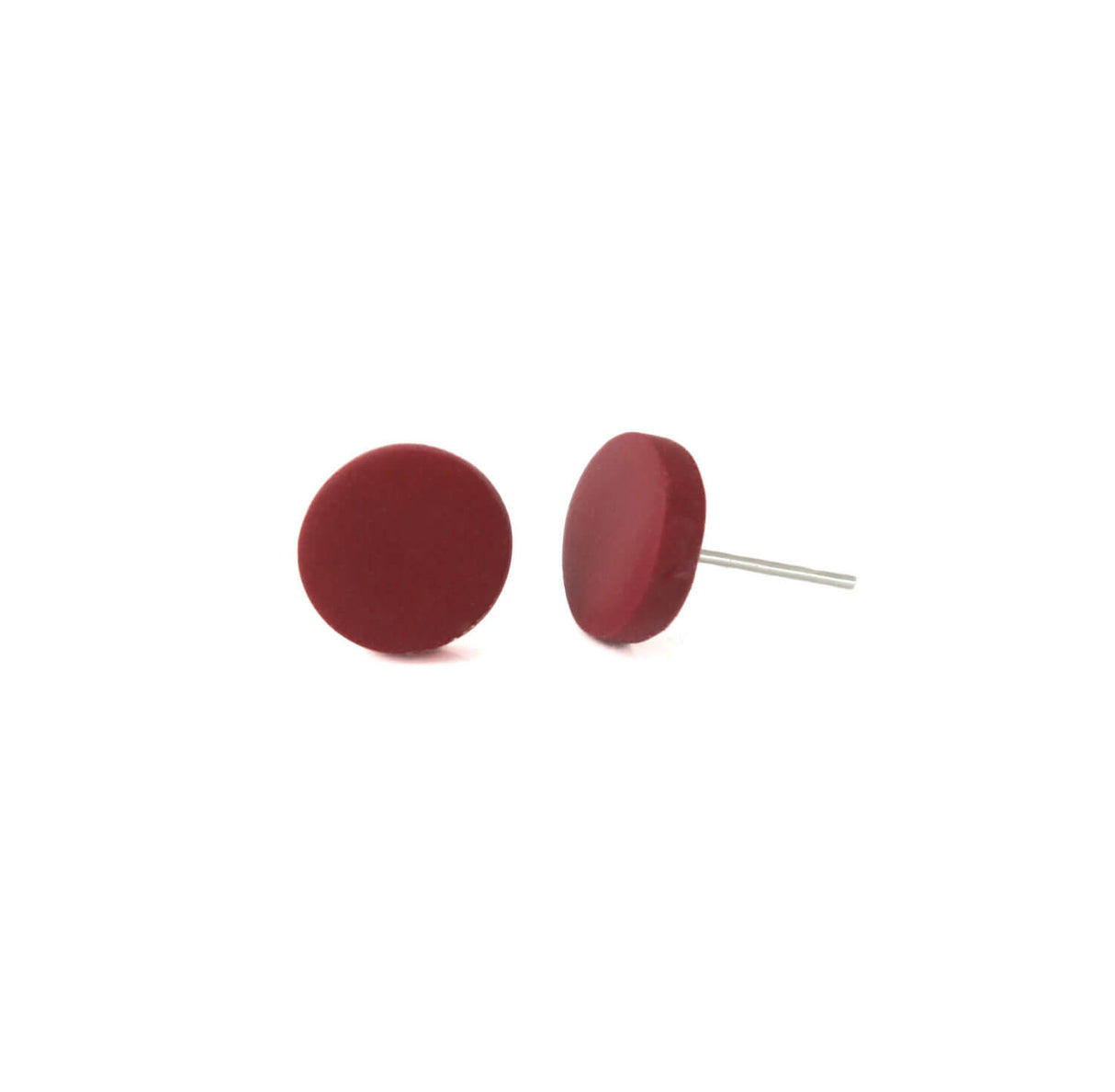 Minimalist Stud Earrings for Women in Burgundy Red
