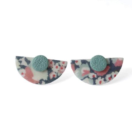 Statement Stud Earrings in Abstract Print | Art Deco Style