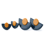 Navy Blue Statement Stud Earrings in Art Deco Style