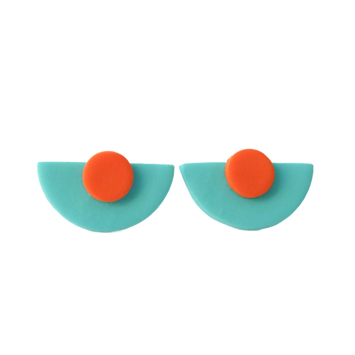 Turquoise Blue Statement Stud Earrings in Art Deco Style