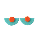 Turquoise Blue Statement Stud Earrings in Art Deco Style