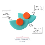 Turquoise Blue Statement Stud Earrings in Art Deco Style