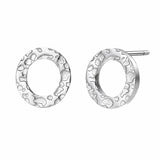 Small Silver hammered circle stud earrings 