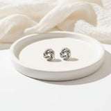 Silver Knot Ball Stud Earrings for Women | Minimalist Jewellery