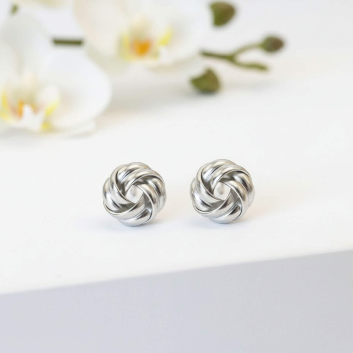 Silver Knot Ball Stud Earrings for Women | Minimalist Jewellery