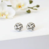 Silver Knot Ball Stud Earrings for Women | Minimalist Jewellery