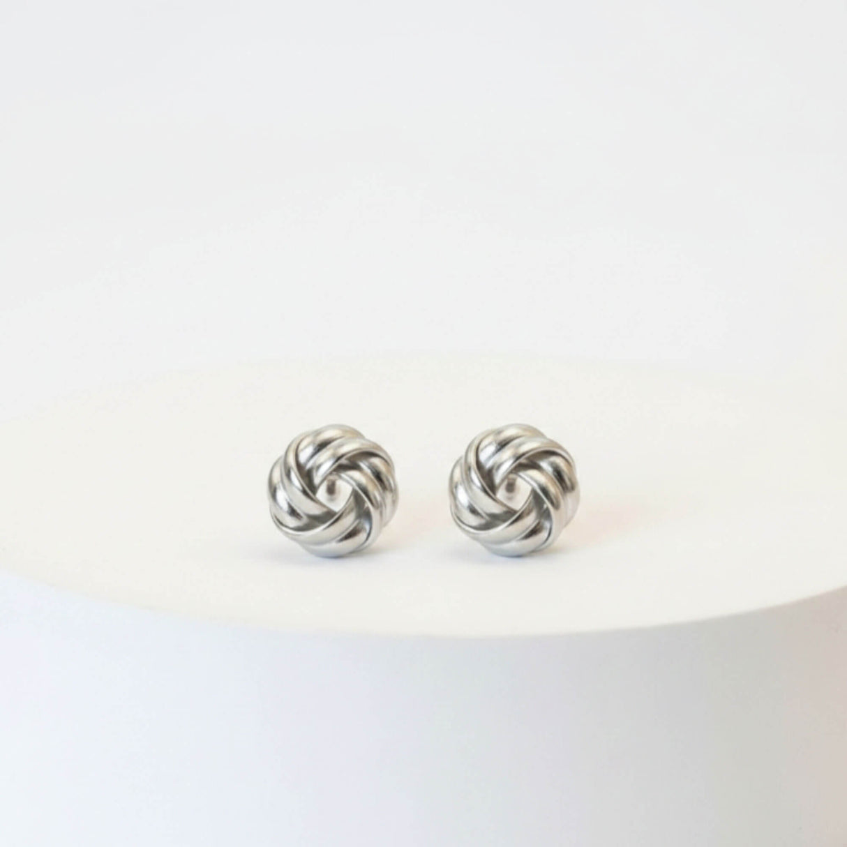 Silver Knot Ball Stud Earrings for Women | Minimalist Jewellery