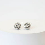 Silver Knot Ball Stud Earrings for Women | Minimalist Jewellery