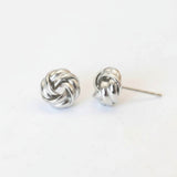 Silver Knot Ball Stud Earrings for Women | Minimalist Jewellery