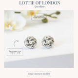 Silver Knot Ball Stud Earrings for Women | Minimalist Jewellery