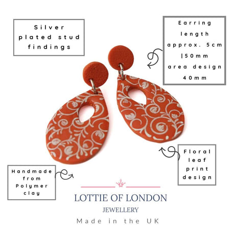 Orange Statement Drop Earrings for Women  | Limited Edition