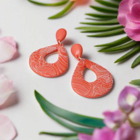 Orange Statement Drop Earrings for Women  | Limited Edition