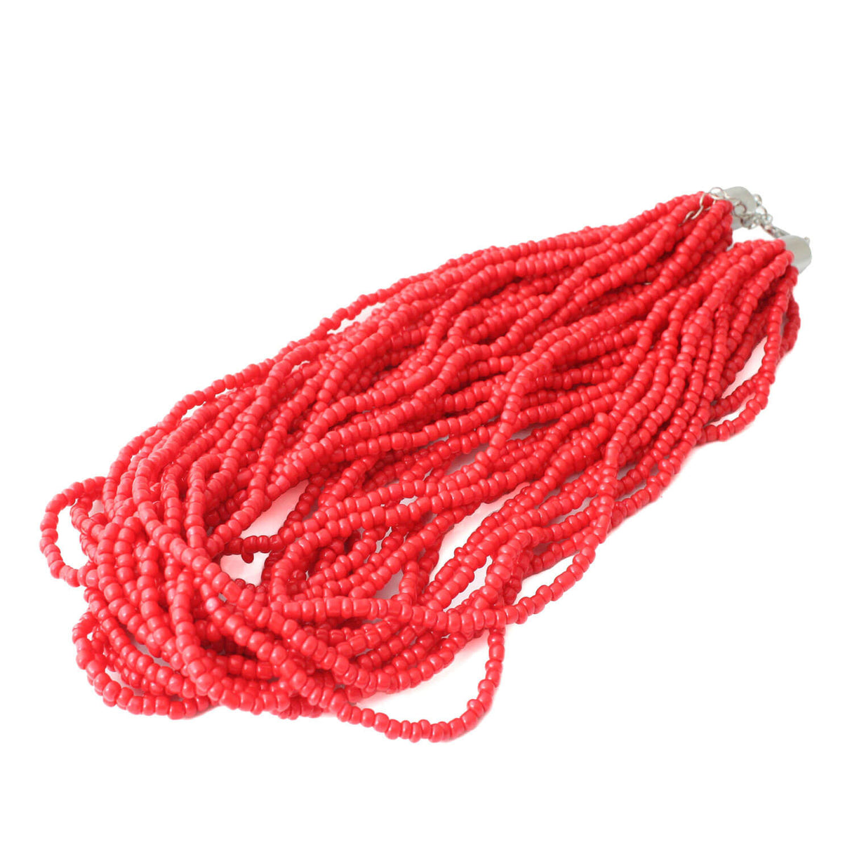 Red Multi-Strand Statement Necklace - Colourful Statement Jewellery