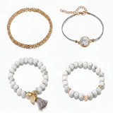 white and grey layered bracelet set at Lottie of London