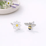 bee and flower stud earrings, cute jewellery at lottie of london, lifestyle image