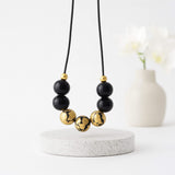 black and gold bead necklace - handmade at lottie of london jewellery