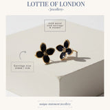 Black Enamel Flower Stud Earrings for Women
