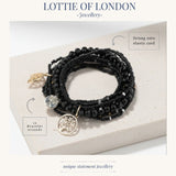 black beaded stacking bracelet infographics at Lottie Of London