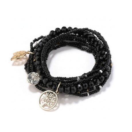 black beaded stacking bracelet at Lottie Of London