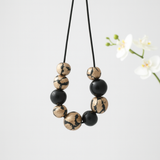 black and gold chunky statement  necklace - handmade at lottie of london jewellery