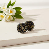 Black & Gold Floral Stud Earrings for Women | Minimalist Studs