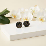 Black & Gold Floral Stud Earrings for Women | Minimalist Studs