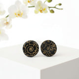 Black & Gold Floral Stud Earrings for Women | Minimalist Studs