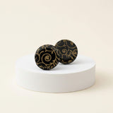 Black & Gold Floral Stud Earrings for Women | Minimalist Studs