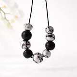 black and silver chunky statement necklace handmade at Lottie of London