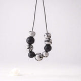 black and silver chunky statement necklace - handmade at lottie of london jewellery