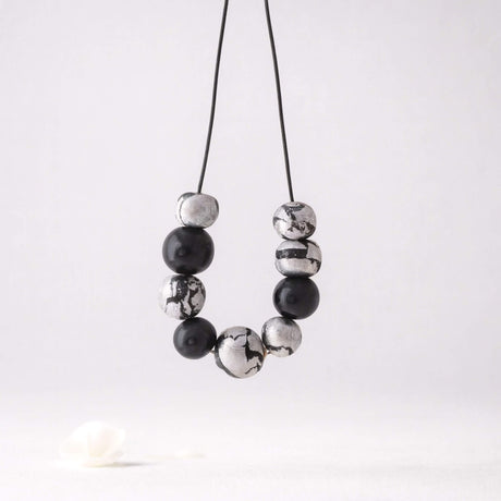 black and silver chunky statement necklace - handmade at lottie of london jewellery