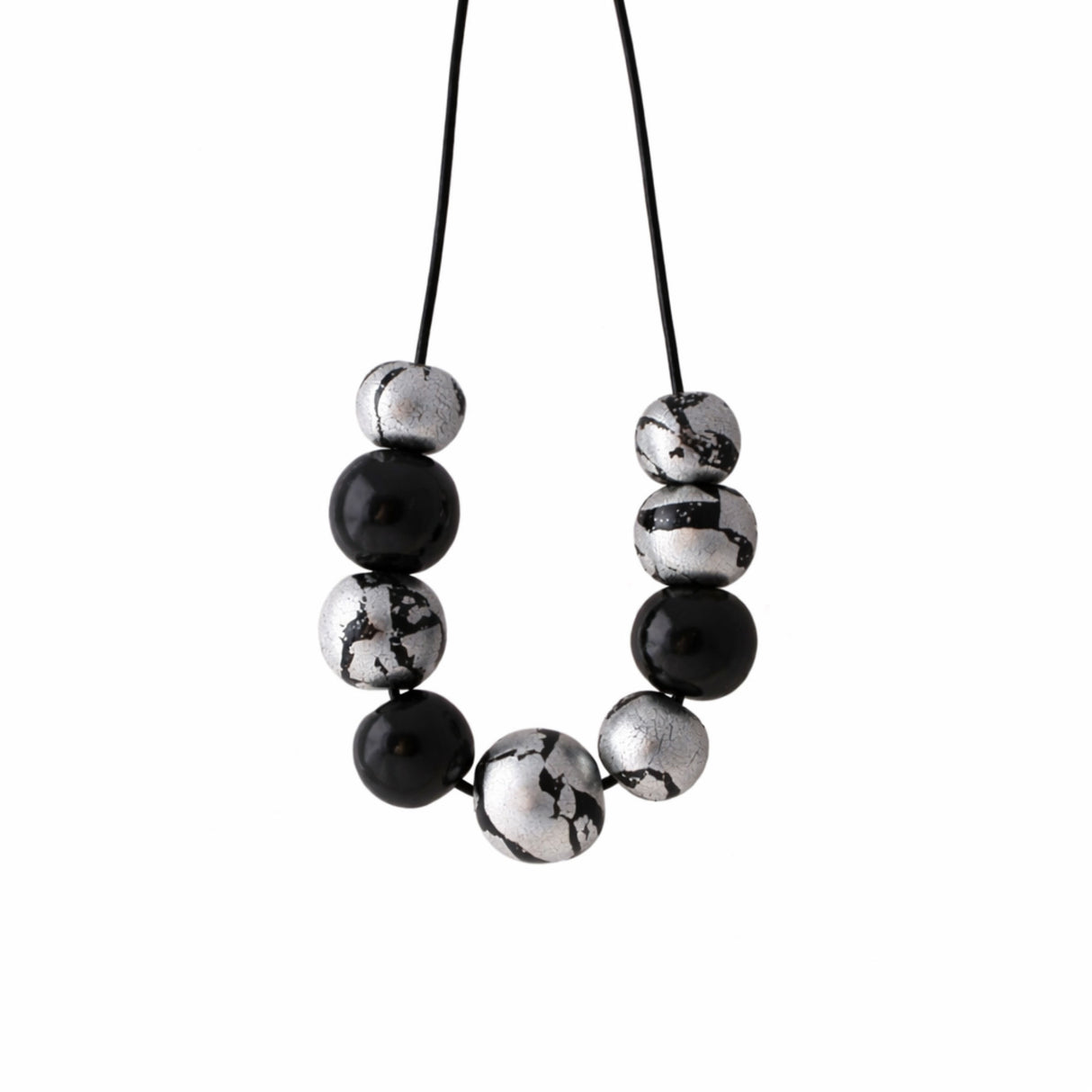 black and silver statement necklace handmade at Lottie of London