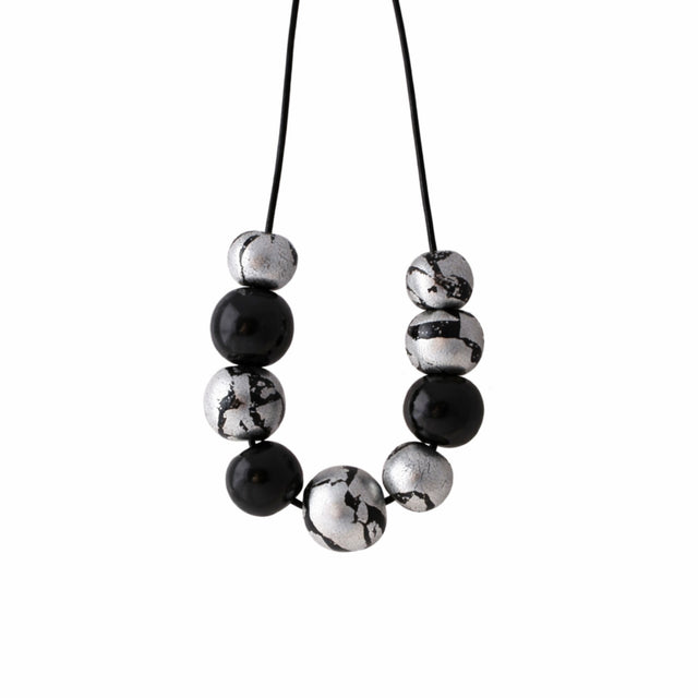 black and silver statement necklace handmade at Lottie of London