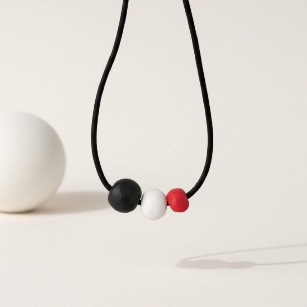 black white red modern bead necklace handmade at lottie of london