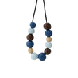blue & brown chunky statement necklace, handmade clay jewellery at lottie of london
