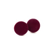 burgundy red large stud earrings, handmade clay jewellery at Lottie of London 