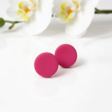 Cerise Pink Clay Stud Earrings – Minimalist Handmade Jewellery