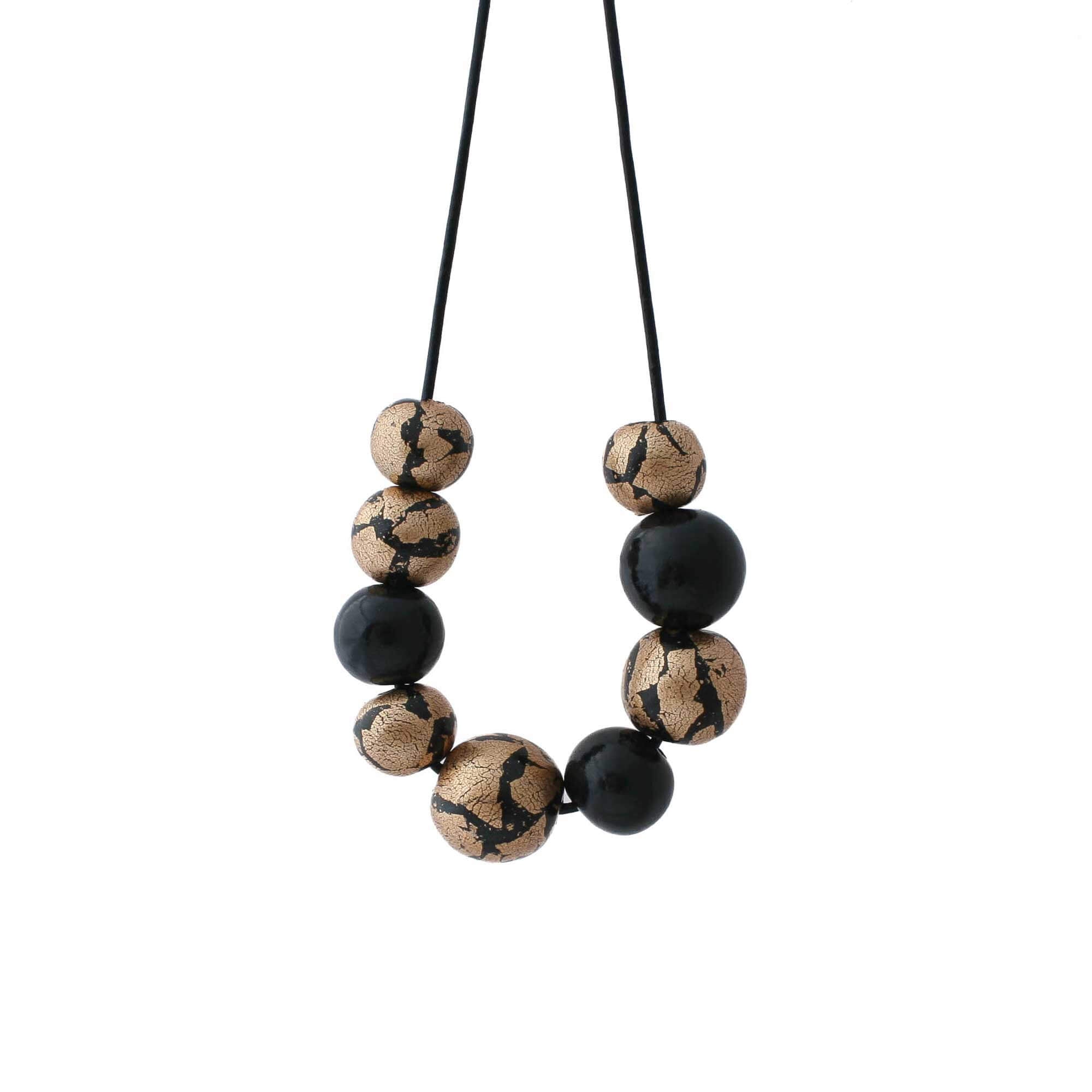 chunky statement necklace black gold 1