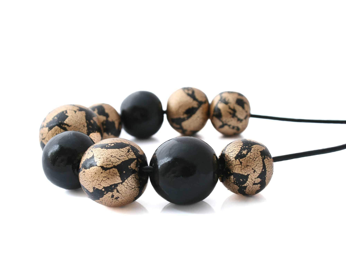 Black and Gold Chunky Statement Necklace for Women